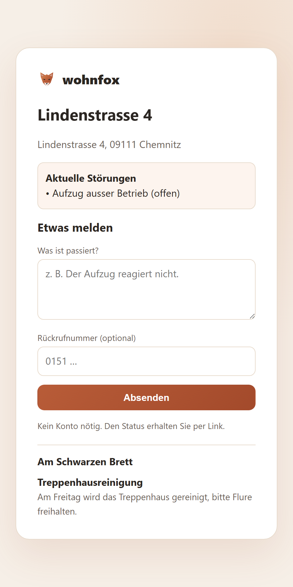 Meldung per QR ohne Login